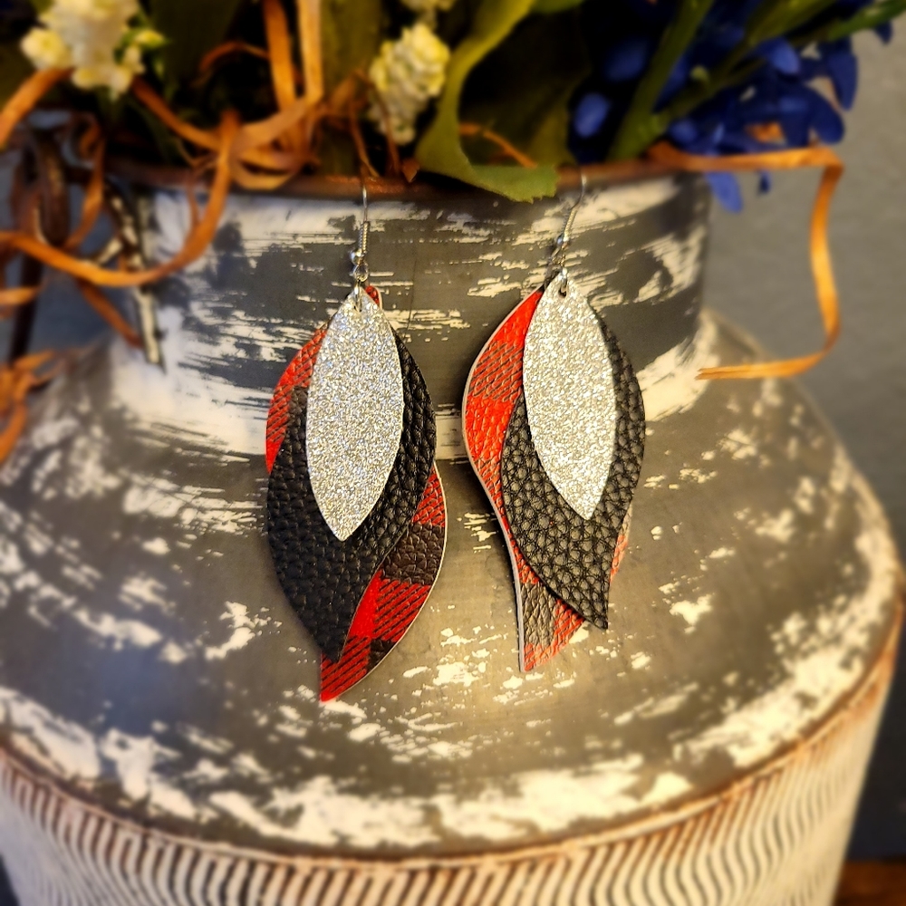 Plaid triple layer earrings.